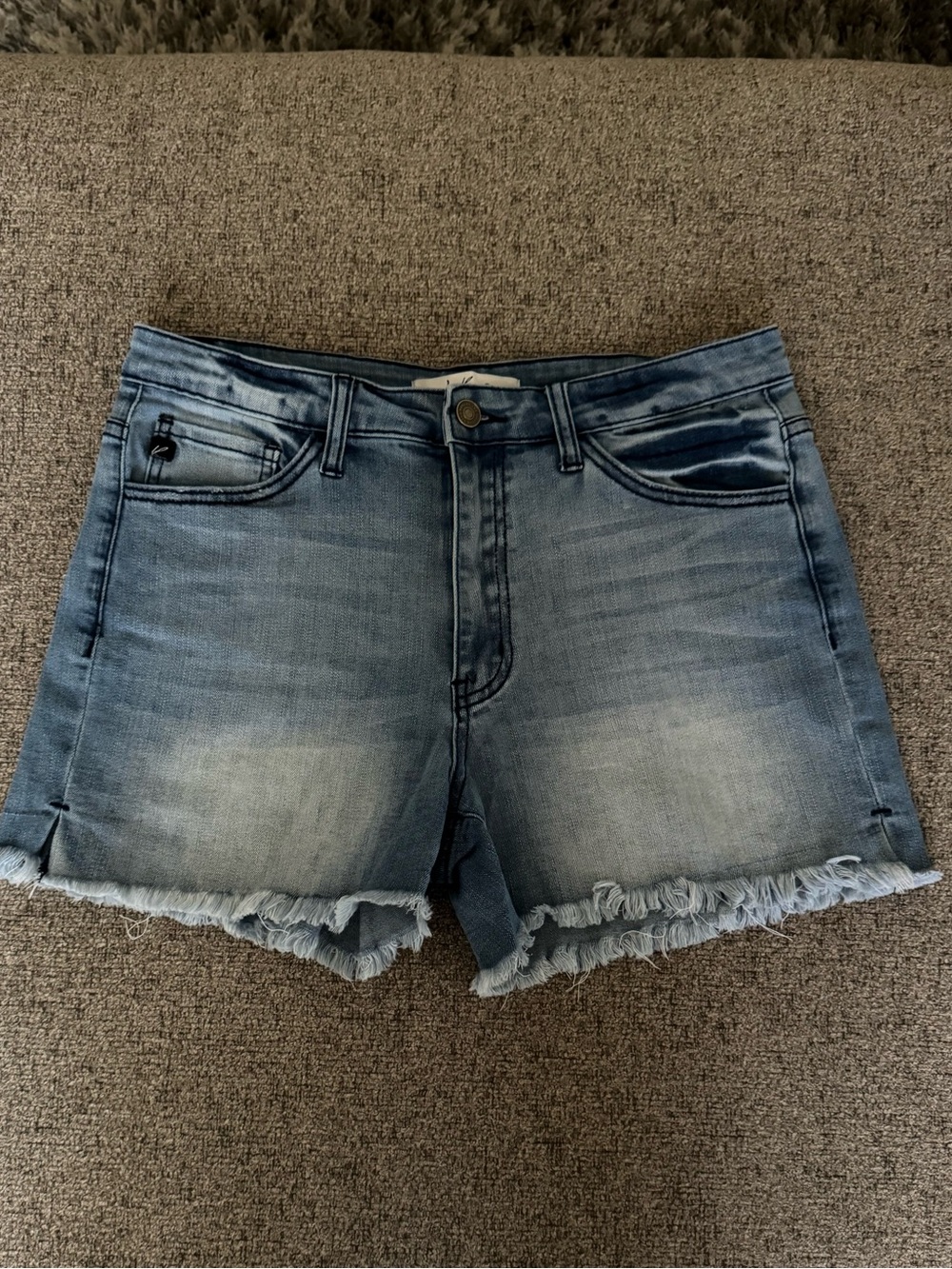KanCan Light Blue Distressed Frayed-Hem Denim Shorts
